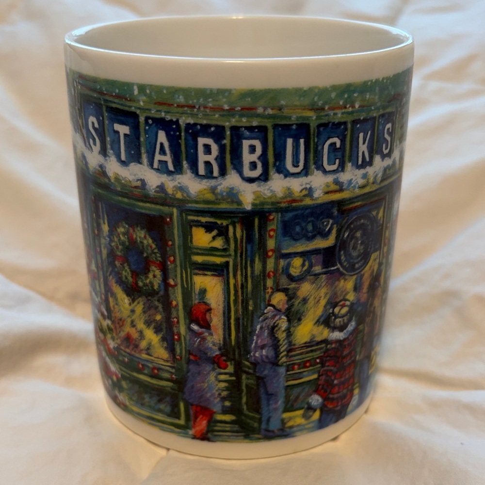 Starbucks winter scene holiday Mug - Green and Blue